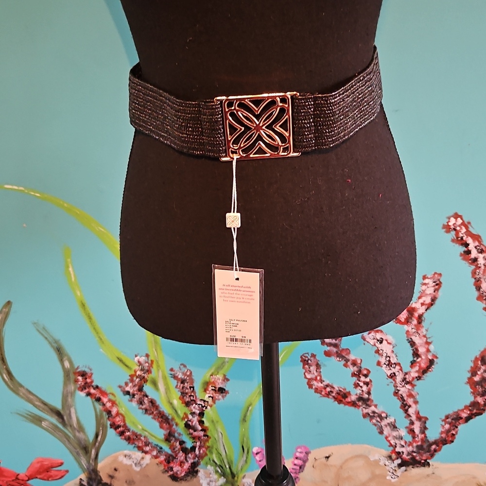 Lilly Pulitzer Elegant Black Belt with Gold Buckle